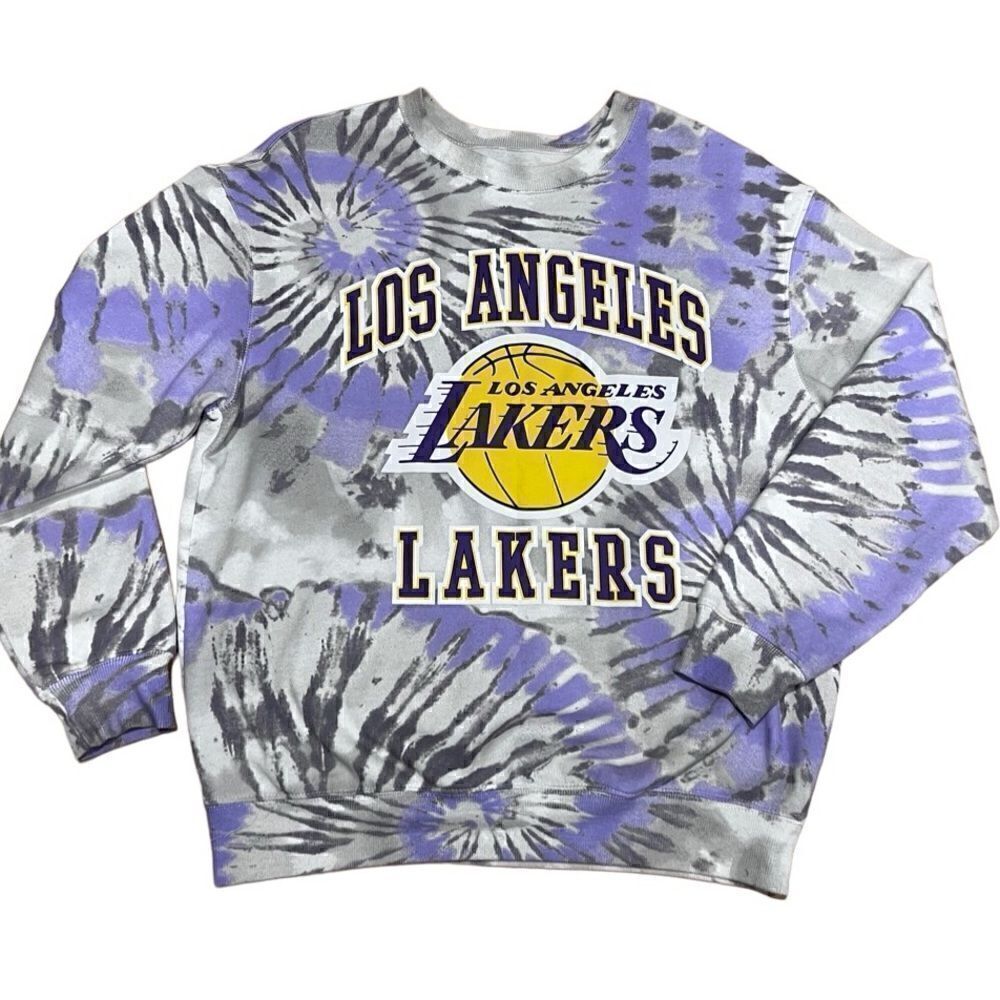 Hybrid Los Angeles lakers NBA tie dye crew neck sweatshirt size medium